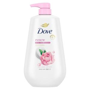 Dove Body Wash with Pump Renew Peony & Rose Oil For 24hr Lotion-Soft Skin Moisturizing Skin Cleanser with No Sulfates No Parabens 30.6 Oz(Peony & Rose)