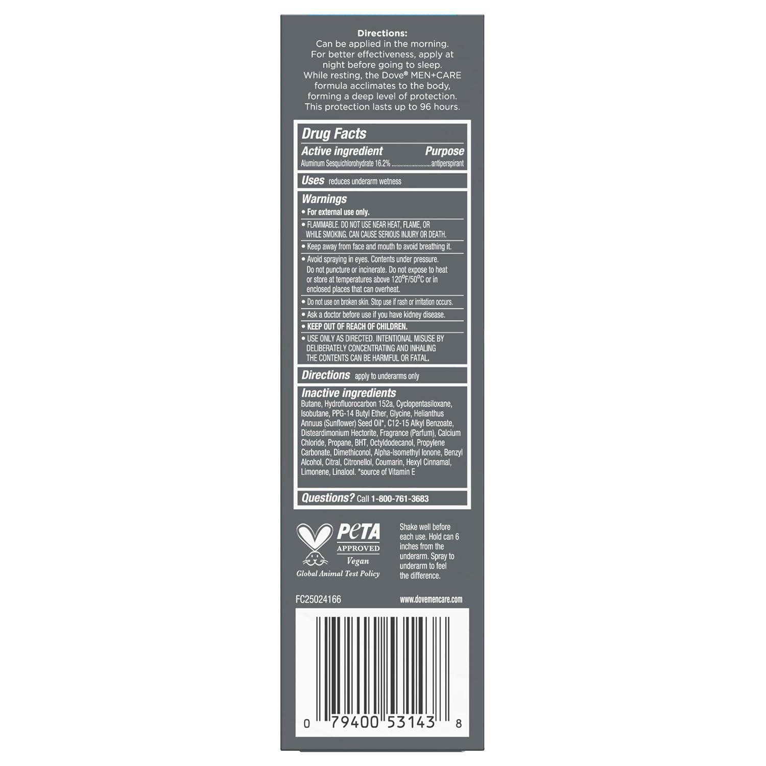 imageDOVE MEN CARE AntiPerspirant Spray Clean Comfort Maximum Sweat Protection 96Hour Comfort 38 oz
