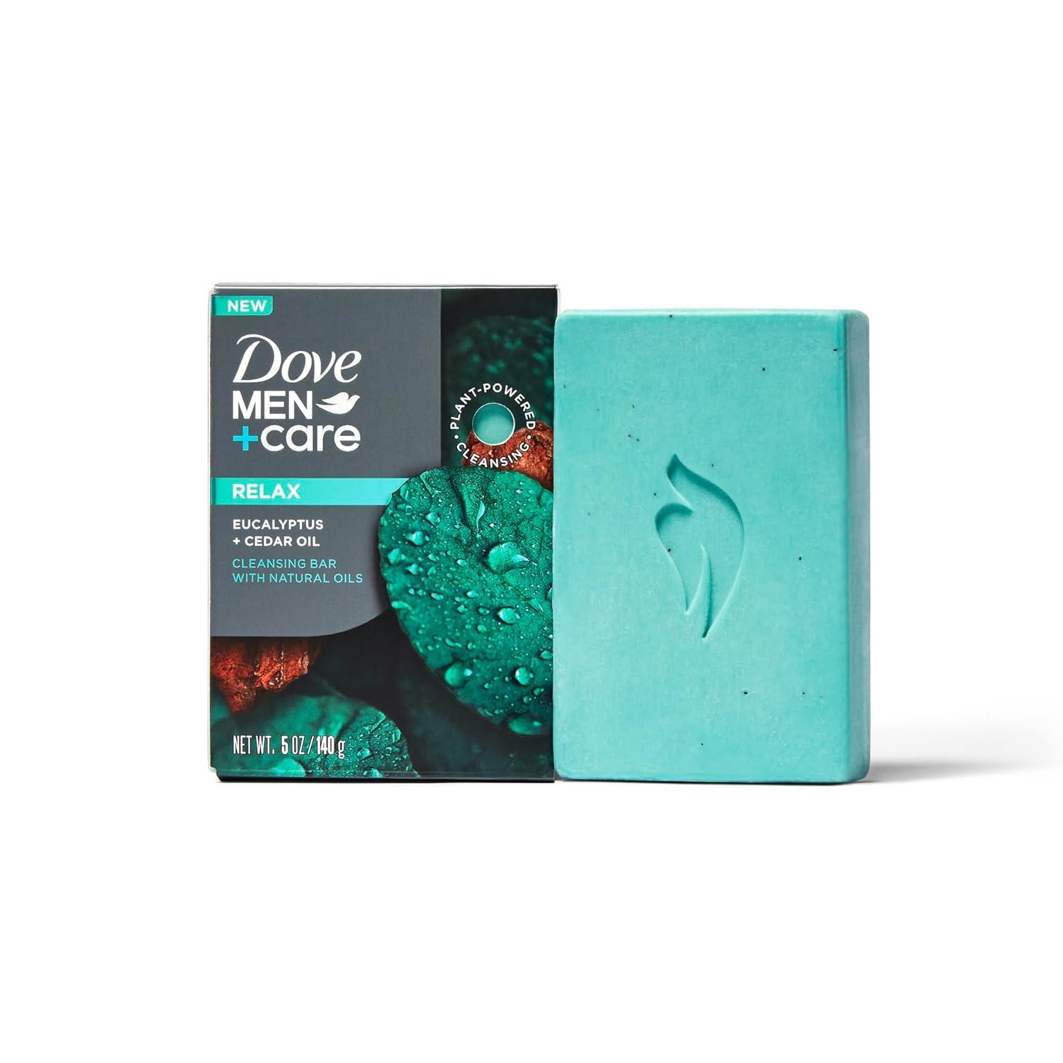 imageDOVE MEN CARE PlantPowered Natural Essential Oil Bar Soap Reinvigorating Lime Avocado Oil to Clean and Hydrate Mens Skin 4in1 Bar Soap for Mens Body Hair Face and Shave 5 oz 4 CountEucalyptus Cedar Oil