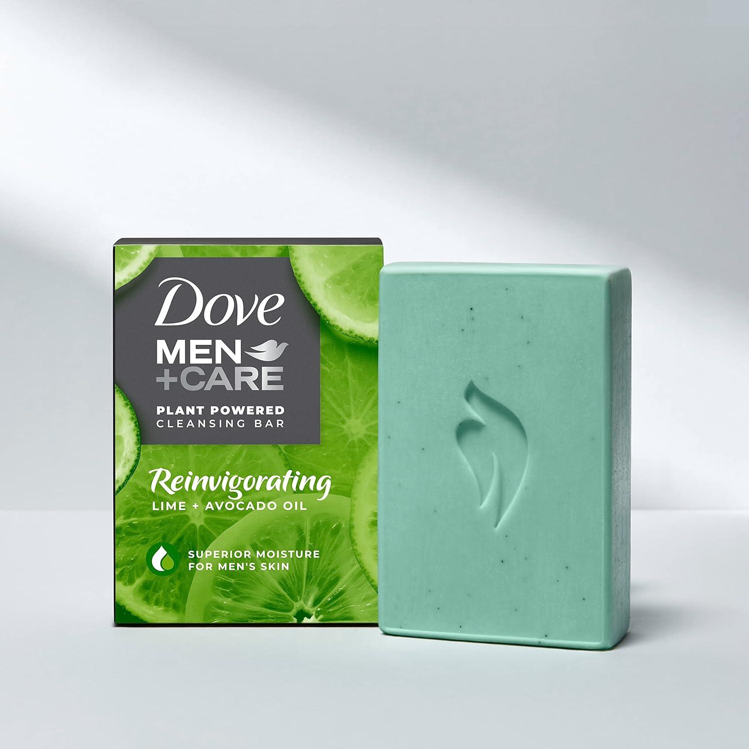 imageDOVE MEN CARE PlantPowered Natural Essential Oil Bar Soap Reinvigorating Lime Avocado Oil to Clean and Hydrate Mens Skin 4in1 Bar Soap for Mens Body Hair Face and Shave 5 oz 4 CountLime Avocado Oil