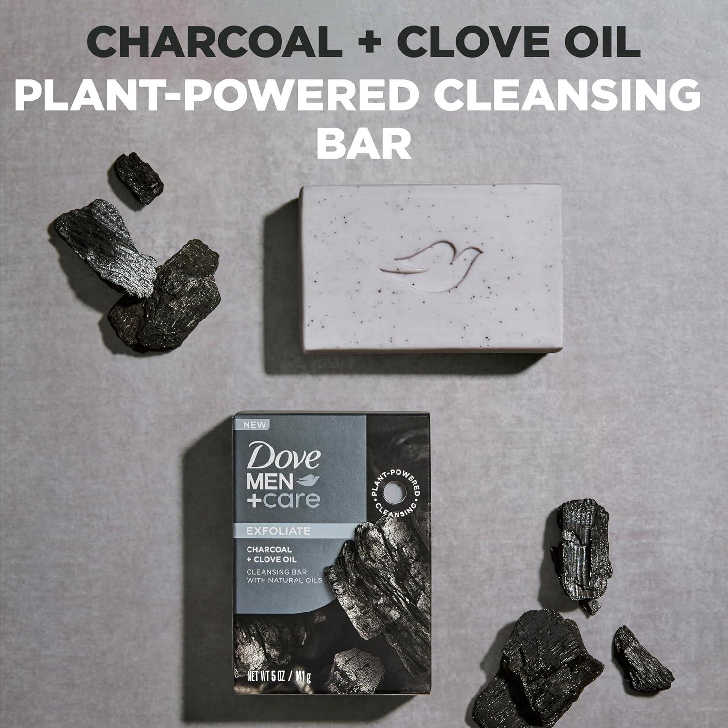 imageDOVE MEN CARE PlantPowered Natural Essential Oil Bar Soap Reinvigorating Lime Avocado Oil to Clean and Hydrate Mens Skin 4in1 Bar Soap for Mens Body Hair Face and Shave 5 oz 4 CountCharcoal Clove Oil