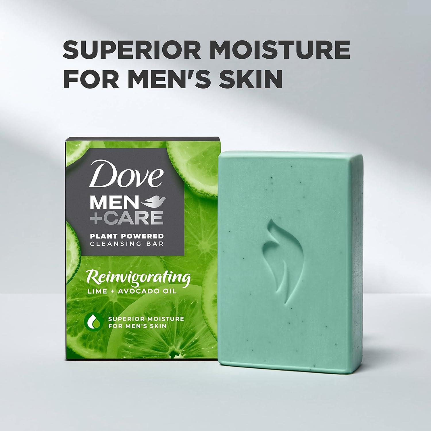 imageDOVE MEN CARE PlantPowered Natural Essential Oil Bar Soap Reinvigorating Lime Avocado Oil to Clean and Hydrate Mens Skin 4in1 Bar Soap for Mens Body Hair Face and Shave 5 oz 4 CountLime Avocado Oil