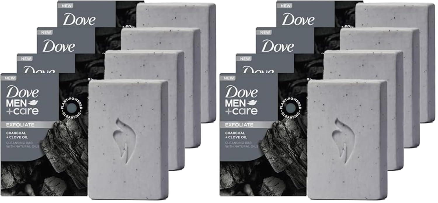 imageDOVE MEN CARE PlantPowered Natural Essential Oil Bar Soap Reinvigorating Lime Avocado Oil to Clean and Hydrate Mens Skin 4in1 Bar Soap for Mens Body Hair Face and Shave 5 oz 4 CountCharcoal Clove Oil