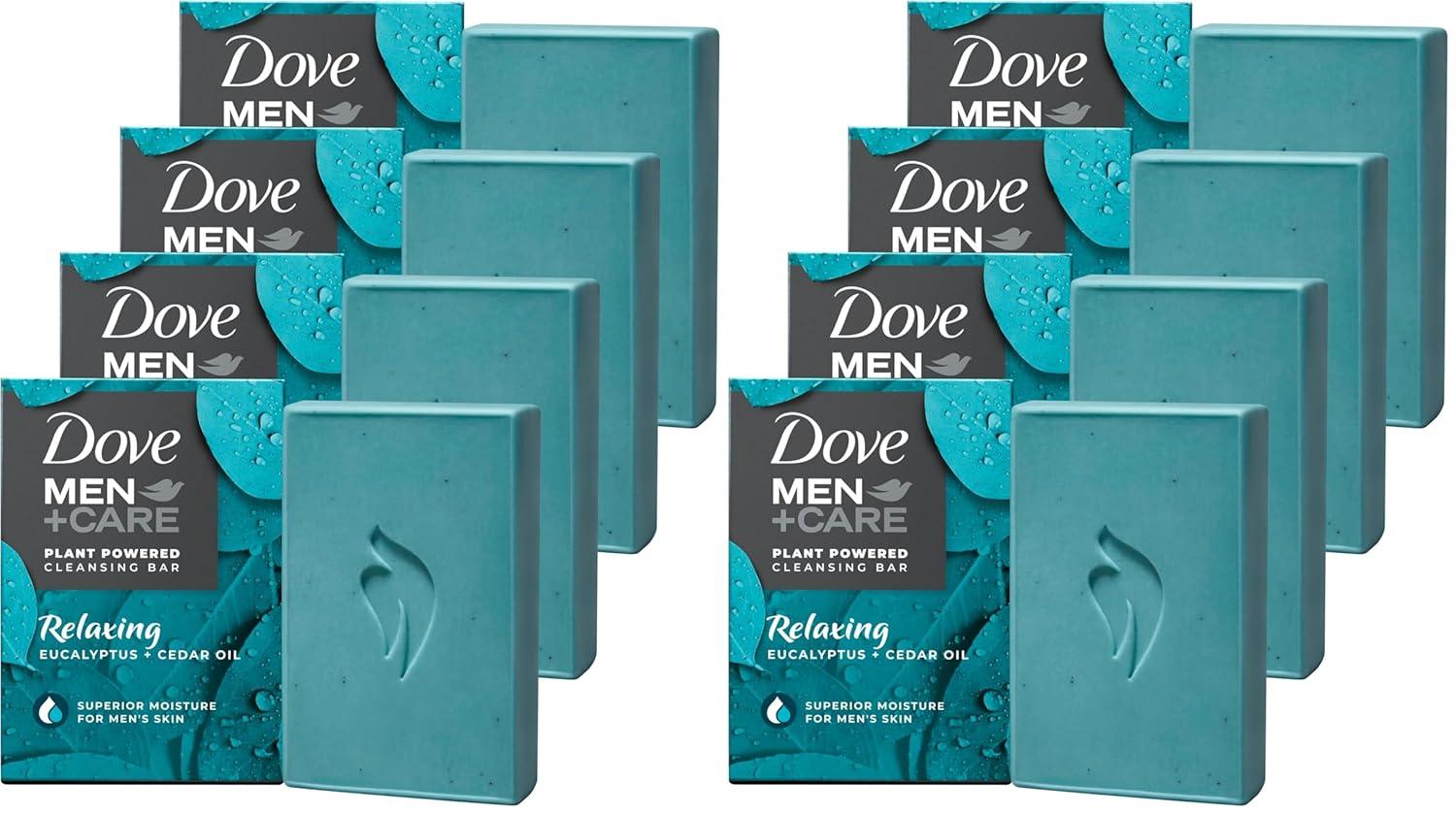 imageDOVE MEN CARE PlantPowered Natural Essential Oil Bar Soap Reinvigorating Lime Avocado Oil to Clean and Hydrate Mens Skin 4in1 Bar Soap for Mens Body Hair Face and Shave 5 oz 4 CountEucalyptus Cedar Oil