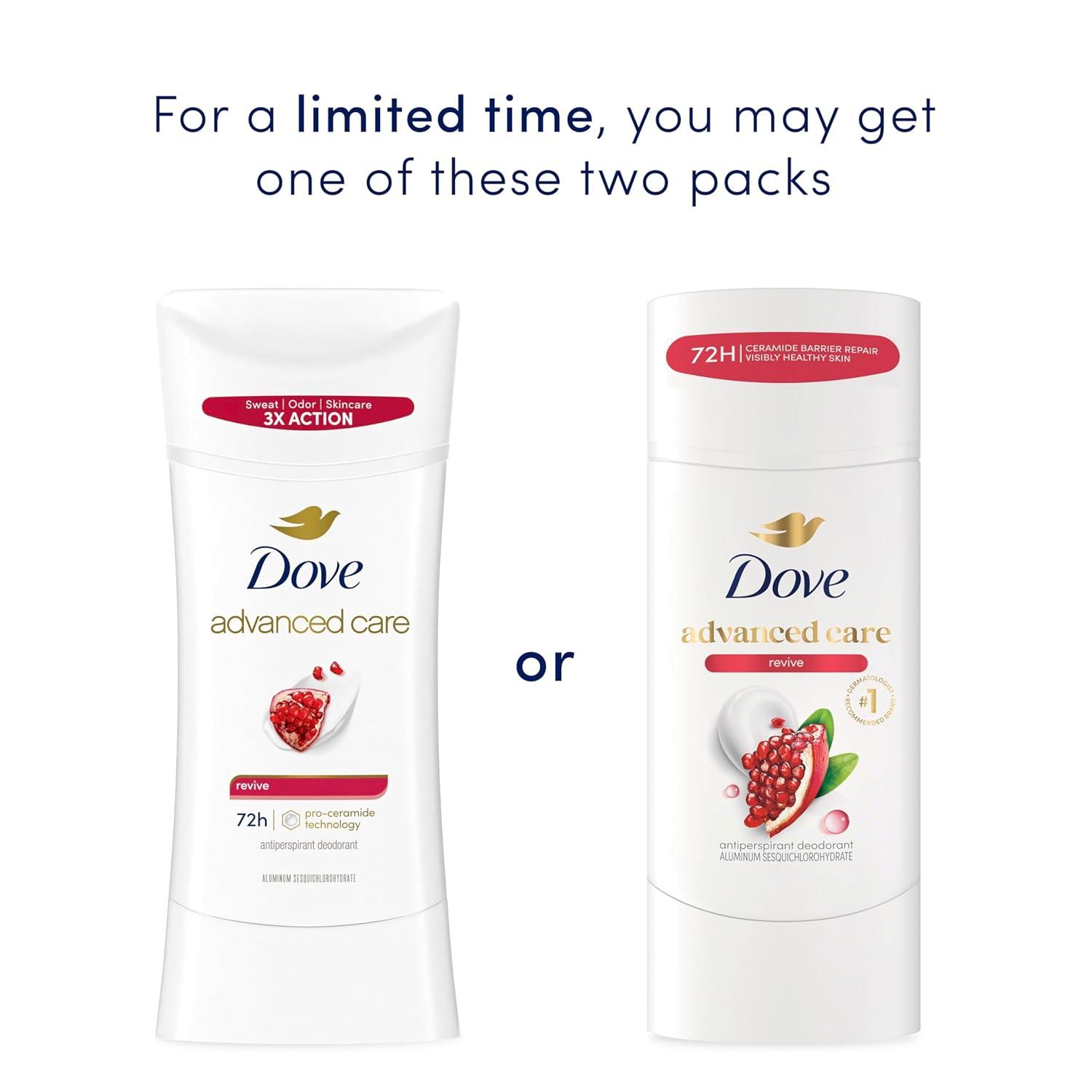imageDove Advanced Care Antiperspirant Deodorant for Women Twin Pack Revive 72 hour sweat and odor protection 26 oz Packaging May Vary26 Ounce Pack of 2