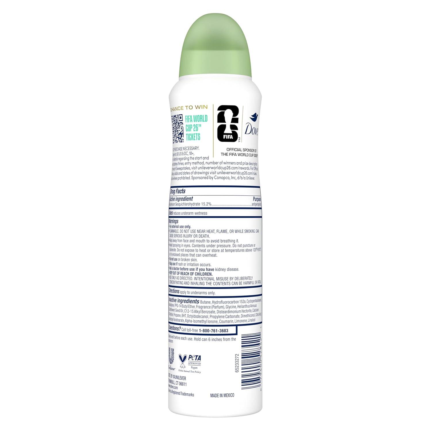 imageDove Advanced Care Dry Spray Antiperspirant Palo Santo amp Sage 72h Sweat amp Odor Protection Alcohol Free FIFA World Cup Limited Edition 38 oz38 Ounce Pack of 1
