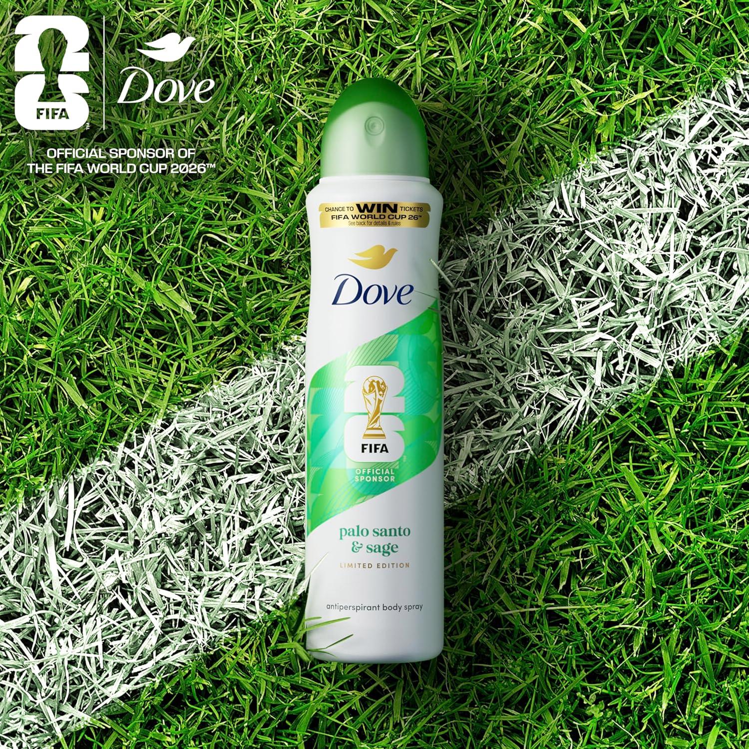 imageDove Advanced Care Dry Spray Antiperspirant Palo Santo amp Sage 72h Sweat amp Odor Protection Alcohol Free FIFA World Cup Limited Edition 38 oz38 Ounce Pack of 1