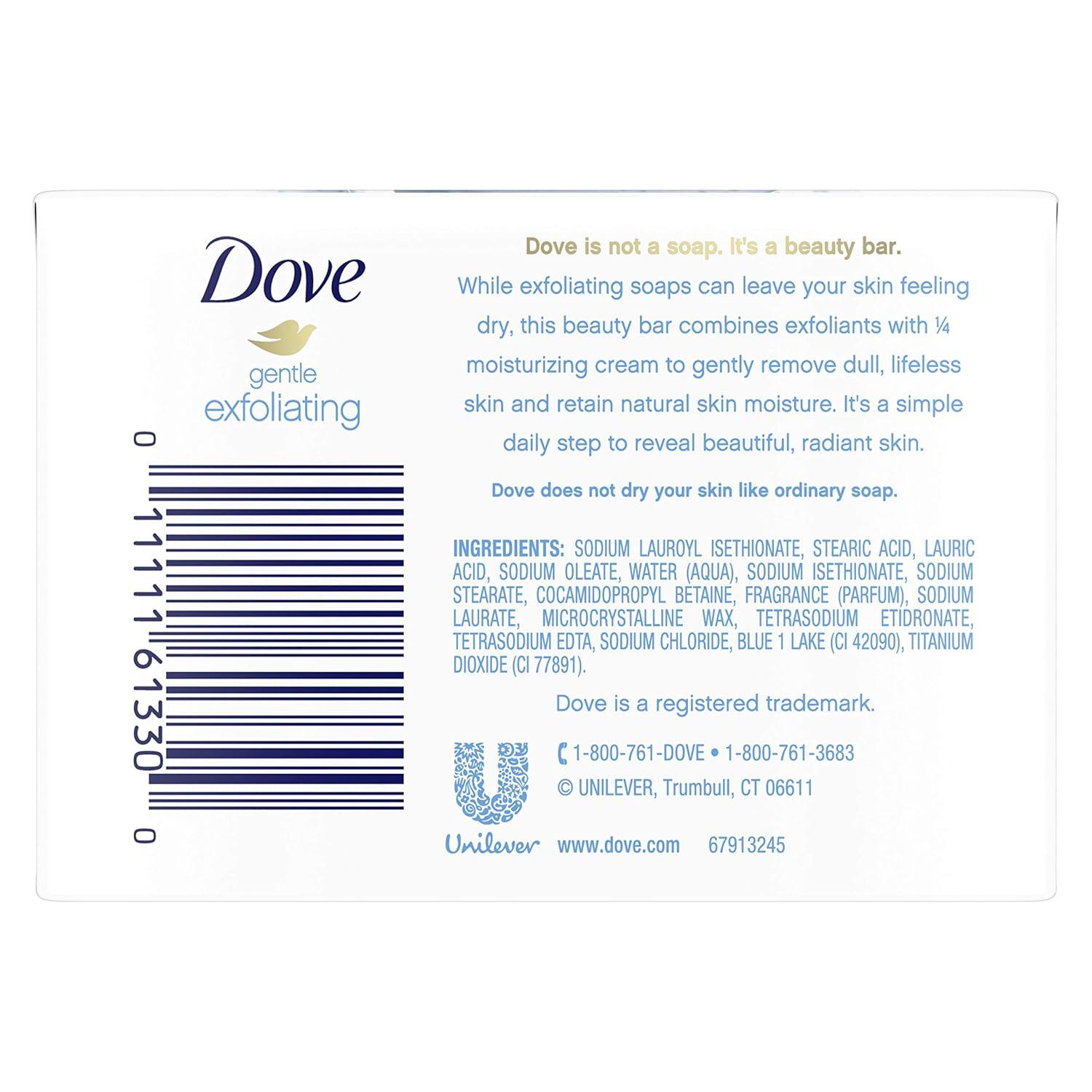 imageDove Beauty Bar Gentle Exfoliating With Mild Cleanser 6 Bars More Moisturizing Than Bar Soap For Softer And Smoother Skin 375 ozExfoliating