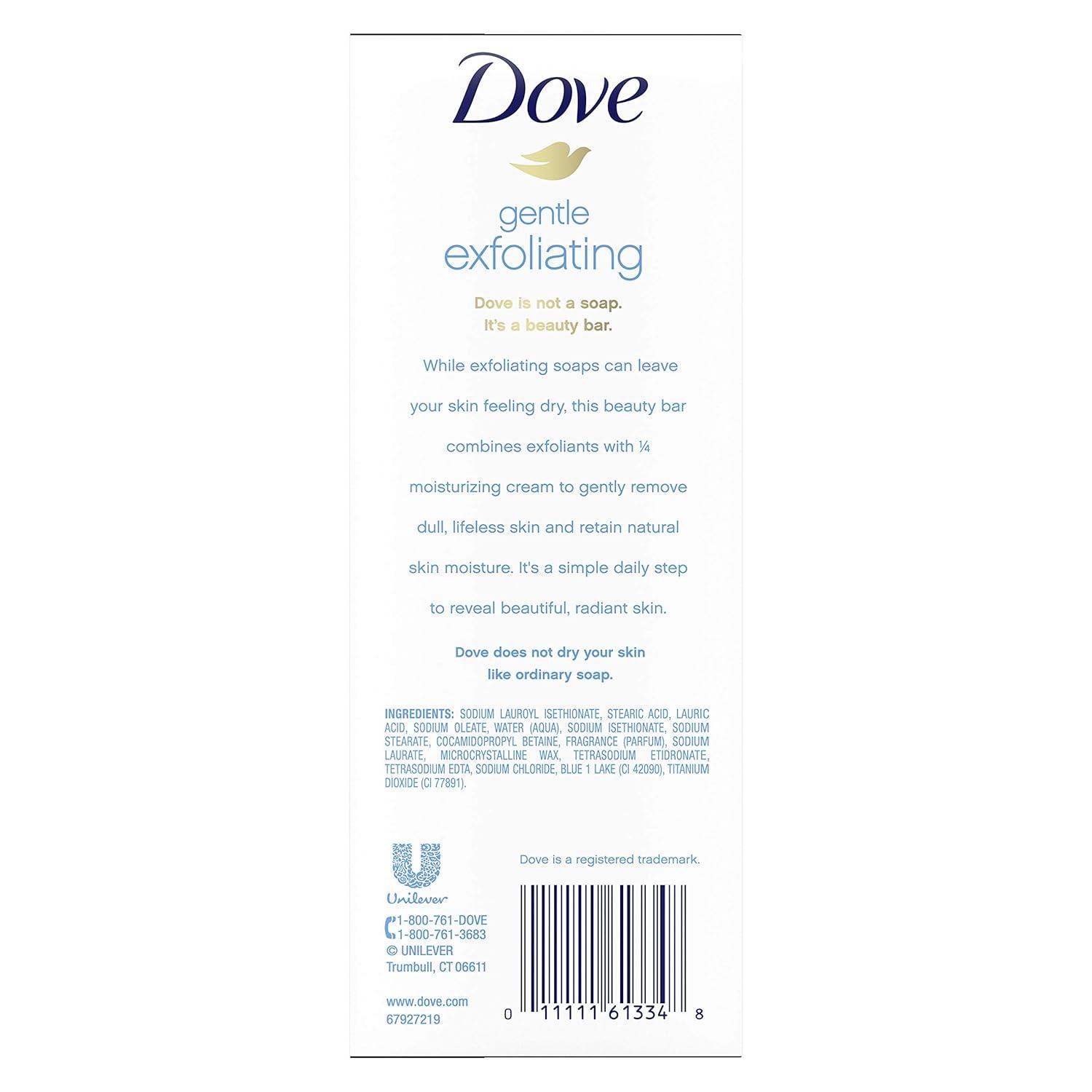 imageDove Beauty Bar Gentle Exfoliating With Mild Cleanser 6 Bars More Moisturizing Than Bar Soap For Softer And Smoother Skin 375 ozExfoliating