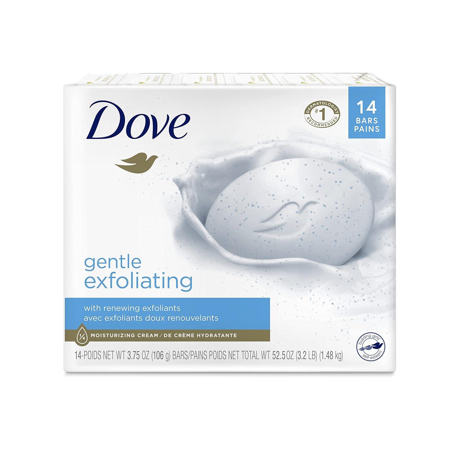 imageDove Beauty Bar Gentle Exfoliating With Mild Cleanser 6 Bars More Moisturizing Than Bar Soap For Softer And Smoother Skin 375 ozFragranced
