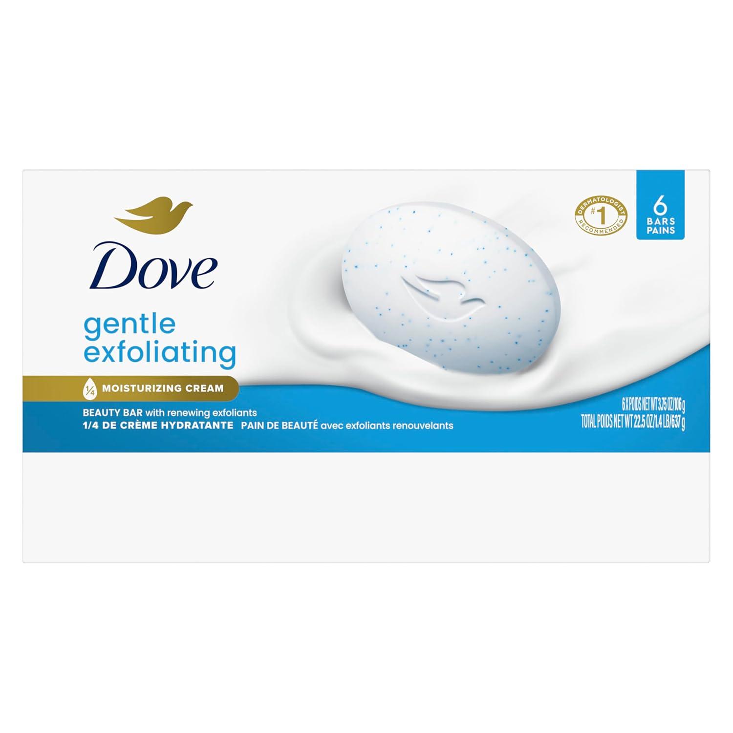 imageDove Beauty Bar Gentle Exfoliating With Mild Cleanser 6 Bars More Moisturizing Than Bar Soap For Softer And Smoother Skin 375 ozFragranced