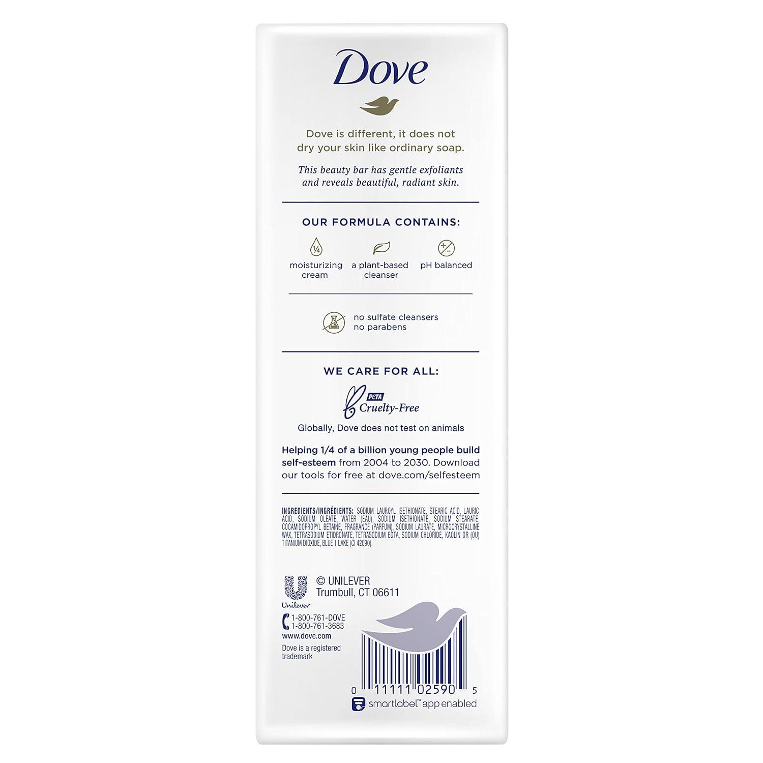 imageDove Beauty Bar Gentle Exfoliating With Mild Cleanser 6 Bars More Moisturizing Than Bar Soap For Softer And Smoother Skin 375 ozFragranced