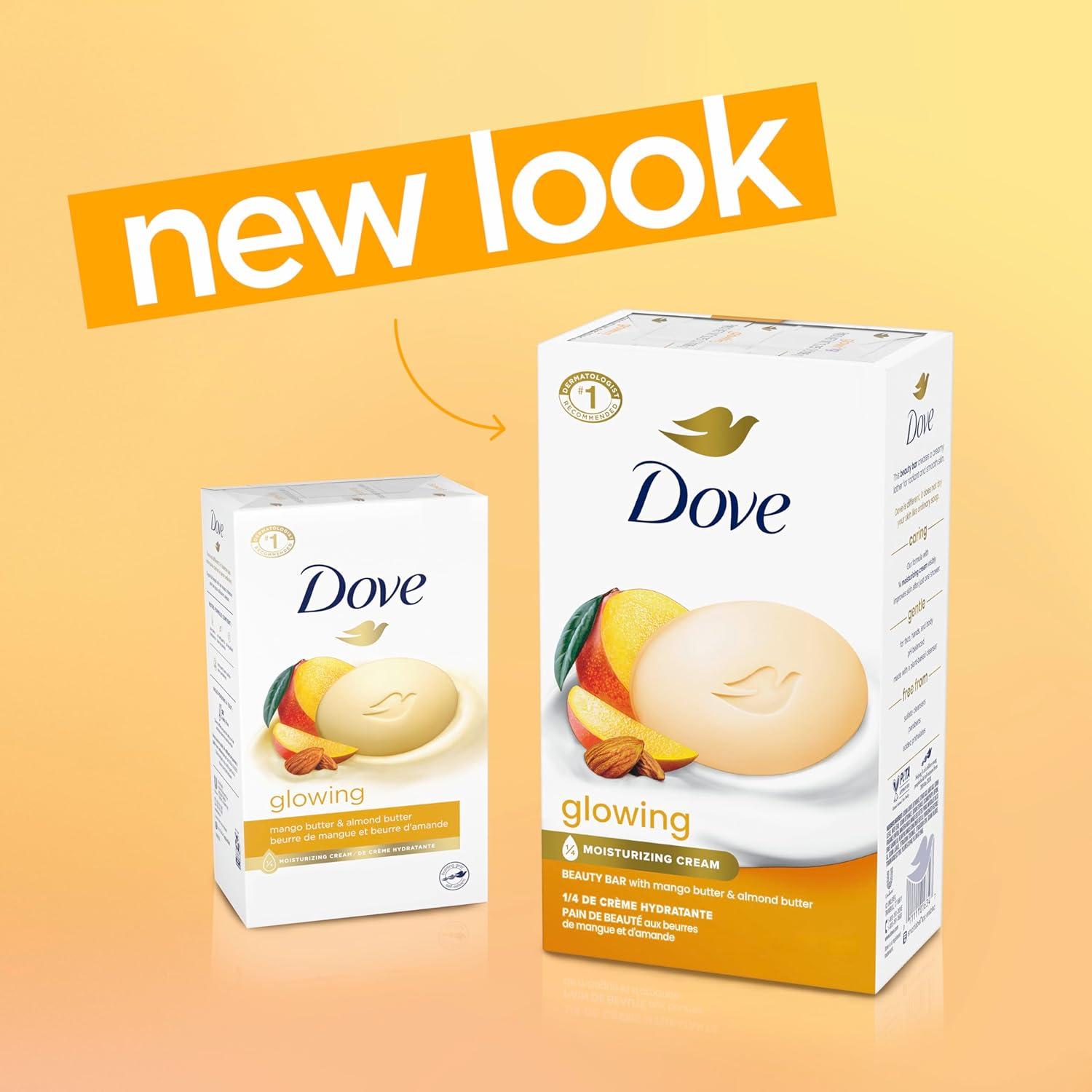 imageDove Beauty Bar Soap Glowing Mango amp Almond Butters 8 Bars for Radiant Skin Illuminates Skin 375 oz375 Ounce Pack of 16