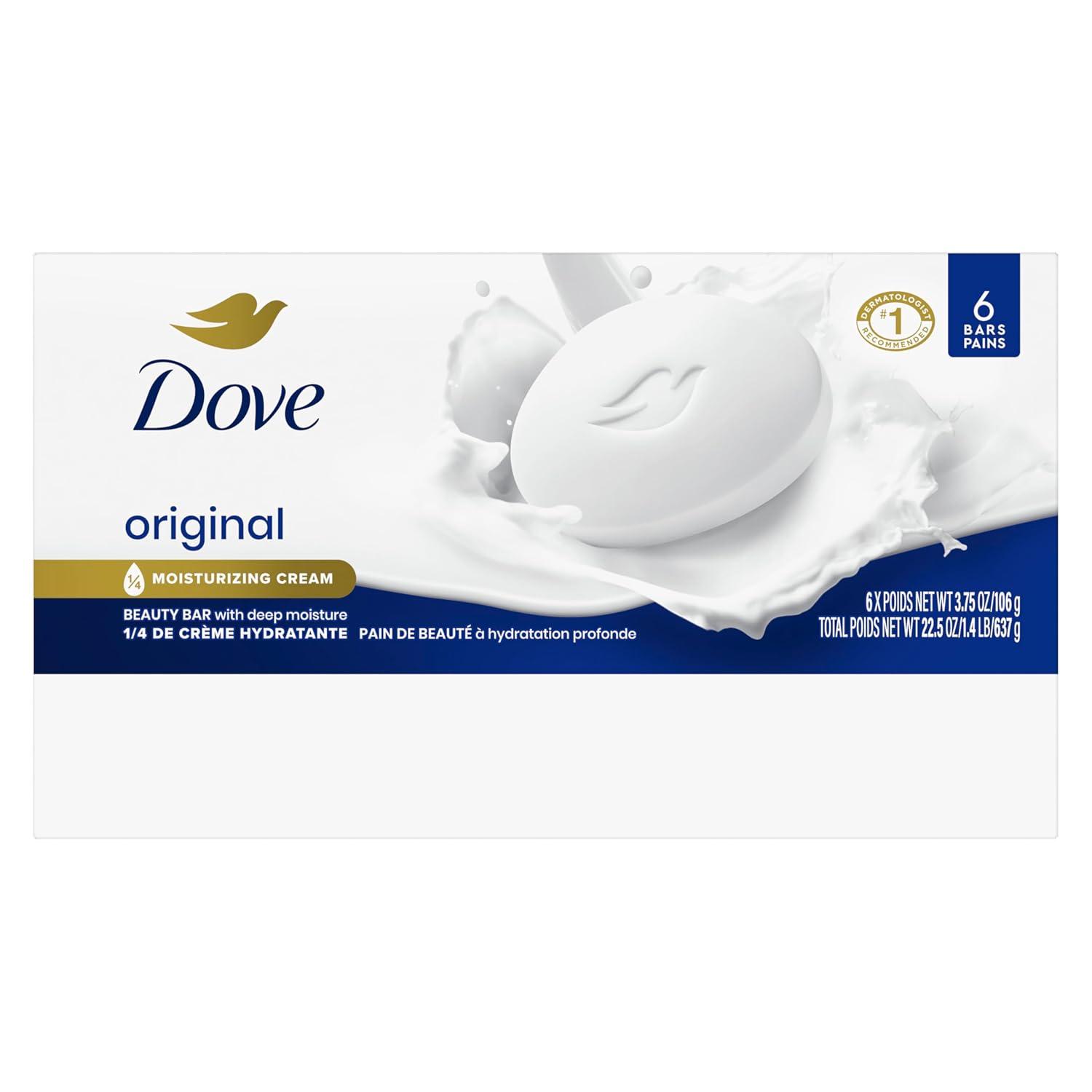 imageDove Beauty Bar Soap Original 8 Count for Soft Smooth Skin with 14 Moisturizing Cream 375 ozFragranced