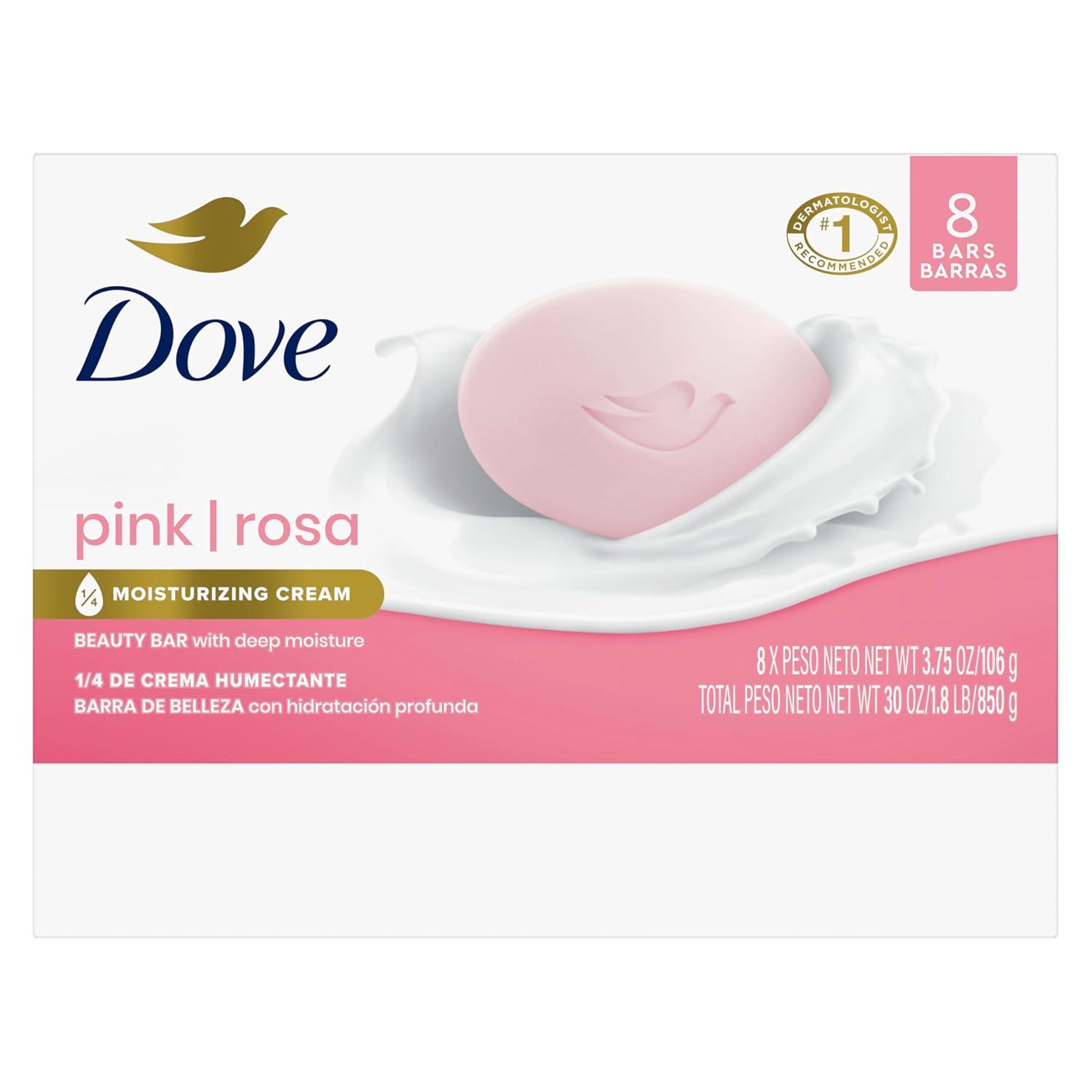 imageDove Beauty Bar Soap Pink Rosa 6 Bars for Soft Smooth Skin Cleans amp Moisturizes 375 oz375 Ounce Pack of 8