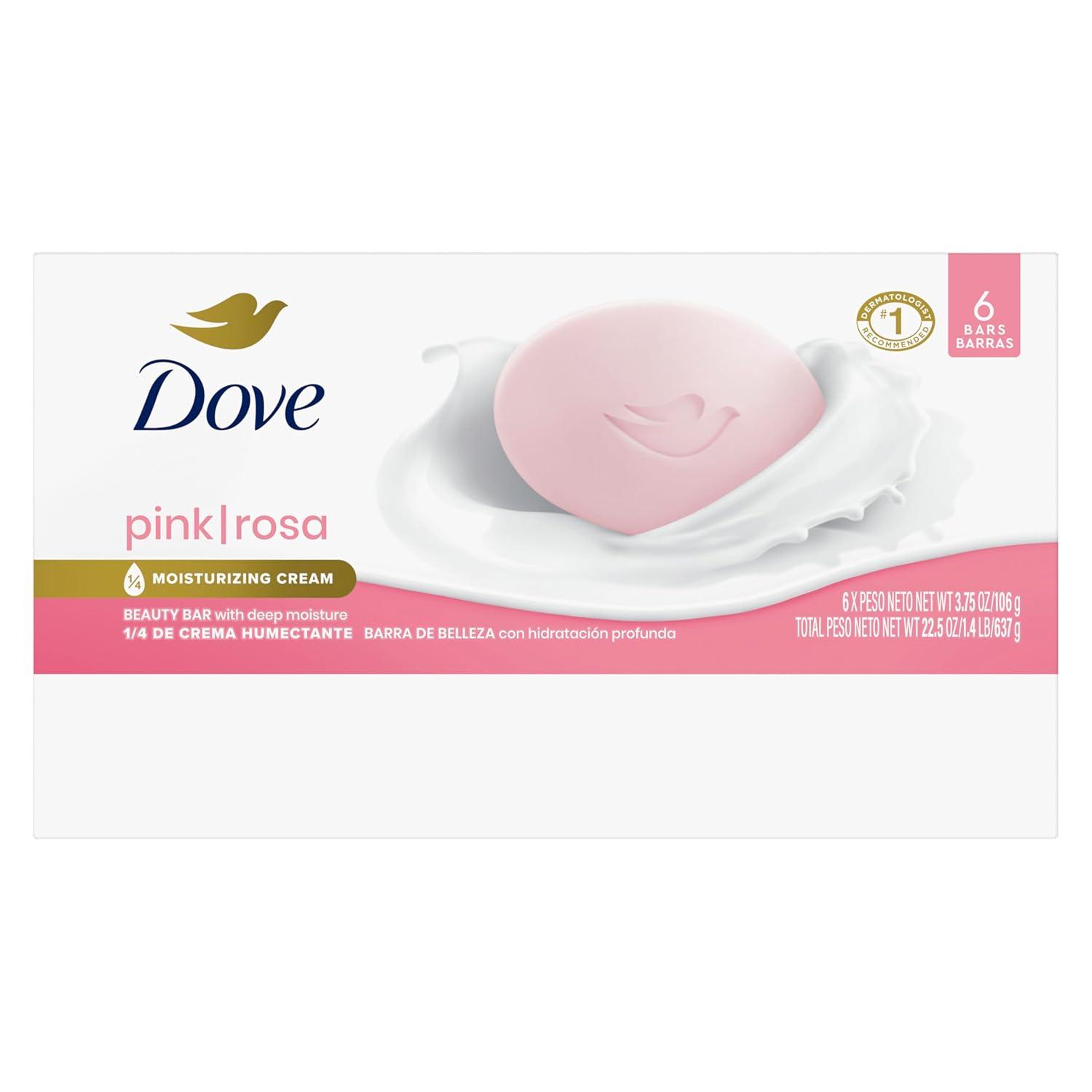 imageDove Beauty Bar Soap Pink Rosa 6 Bars for Soft Smooth Skin Cleans amp Moisturizes 375 oz6 Count Pack of 1