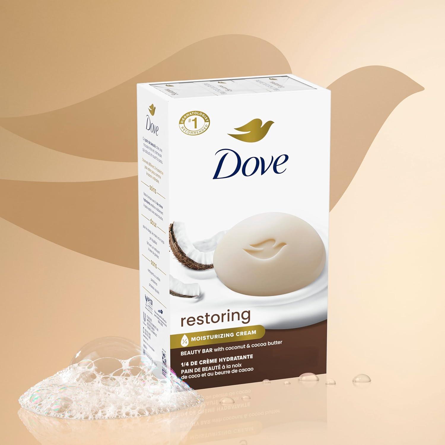 imageDove Beauty Bar Soap Restoring Coconut amp Cocoa Butter 6 Count for Restored Skin Nourishes Skin 375 ozCoconut Cocoa Butter