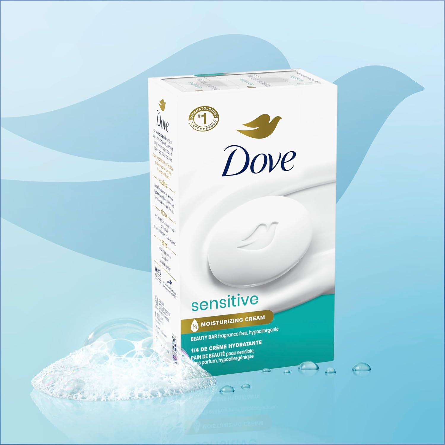imageDove Beauty Bar Soap Sensitive 6 Bars for Sensitive Skin Fragrance Free and Hypoallergenic 375 oz375 Ounce Pack of 8