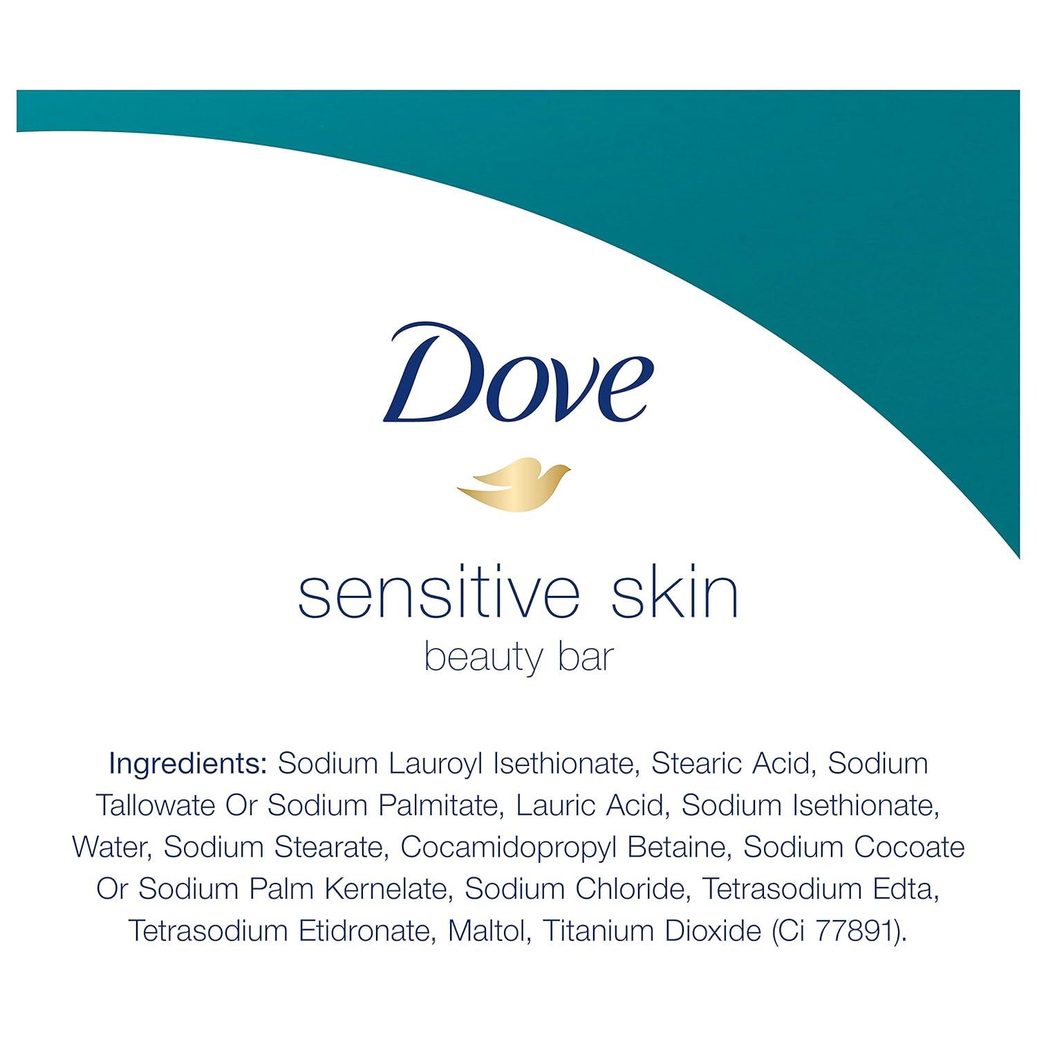 imageDove Beauty Bar Soap Sensitive 8 Bars for Sensitive Skin Fragrance Free and Hypoallergenic 375 ozUnscented