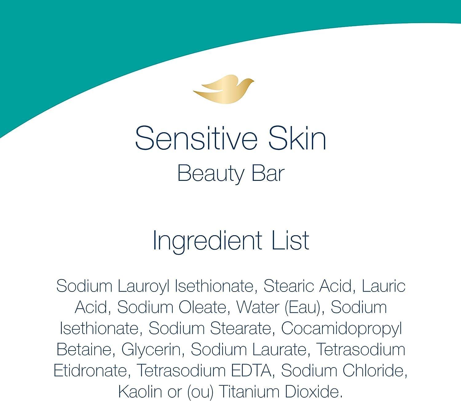 imageDove Beauty Bar Soap Sensitive 8 Bars for Sensitive Skin Fragrance Free and Hypoallergenic 375 ozUnscented