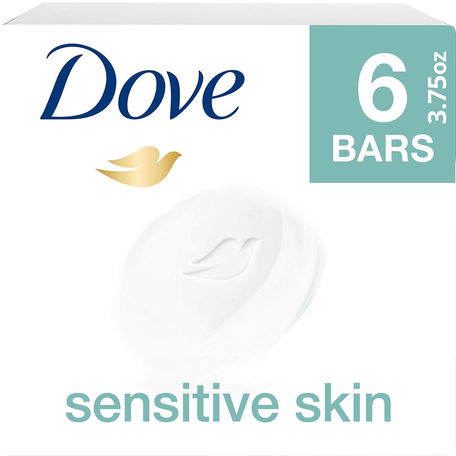 imageDove Beauty Bar Soap Sensitive 8 Bars for Sensitive Skin Fragrance Free and Hypoallergenic 375 ozUnscented