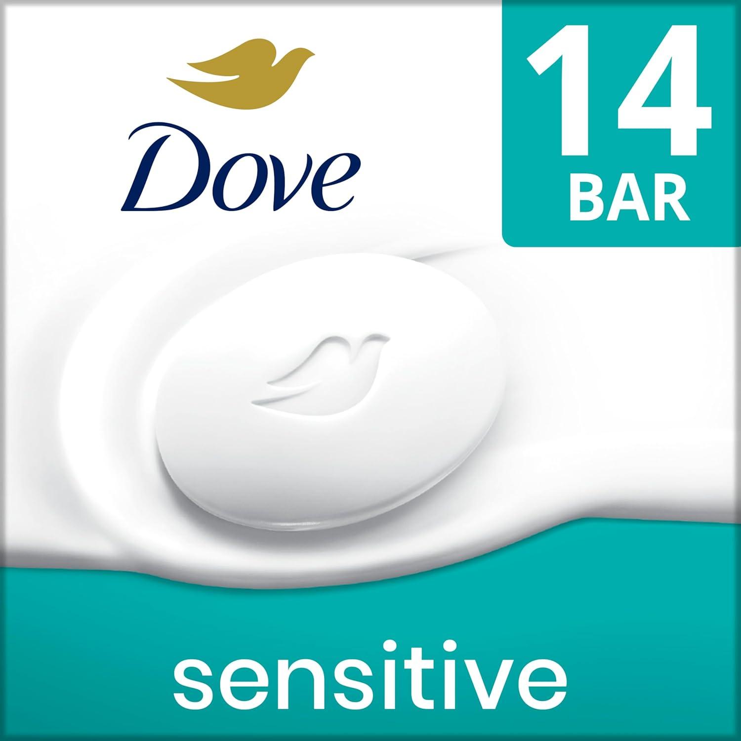 imageDove Beauty Bar Soap Sensitive 8 Bars for Sensitive Skin Fragrance Free and Hypoallergenic 375 ozUnscented