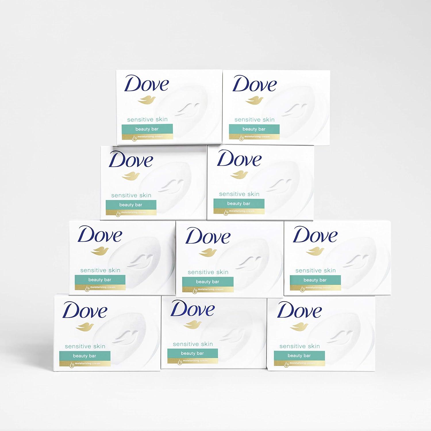 imageDove Beauty Bar Soap Sensitive 8 Bars for Sensitive Skin Fragrance Free and Hypoallergenic 375 ozUnscented