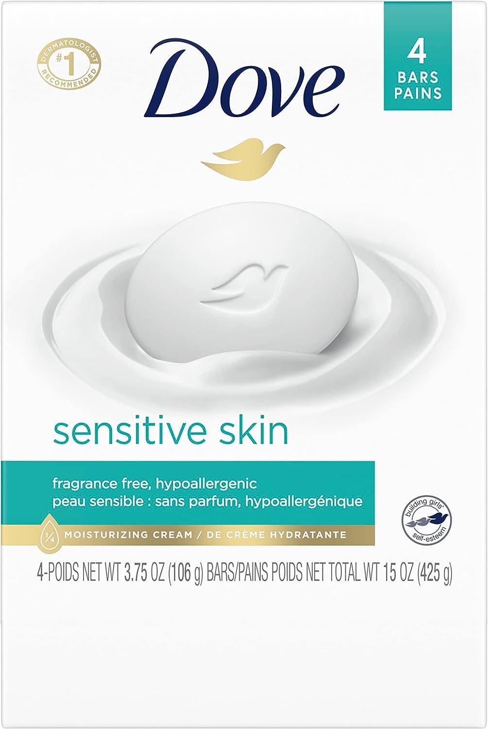 imageDove Beauty Bar Soap Sensitive 8 Bars for Sensitive Skin Fragrance Free and Hypoallergenic 375 ozUnscented