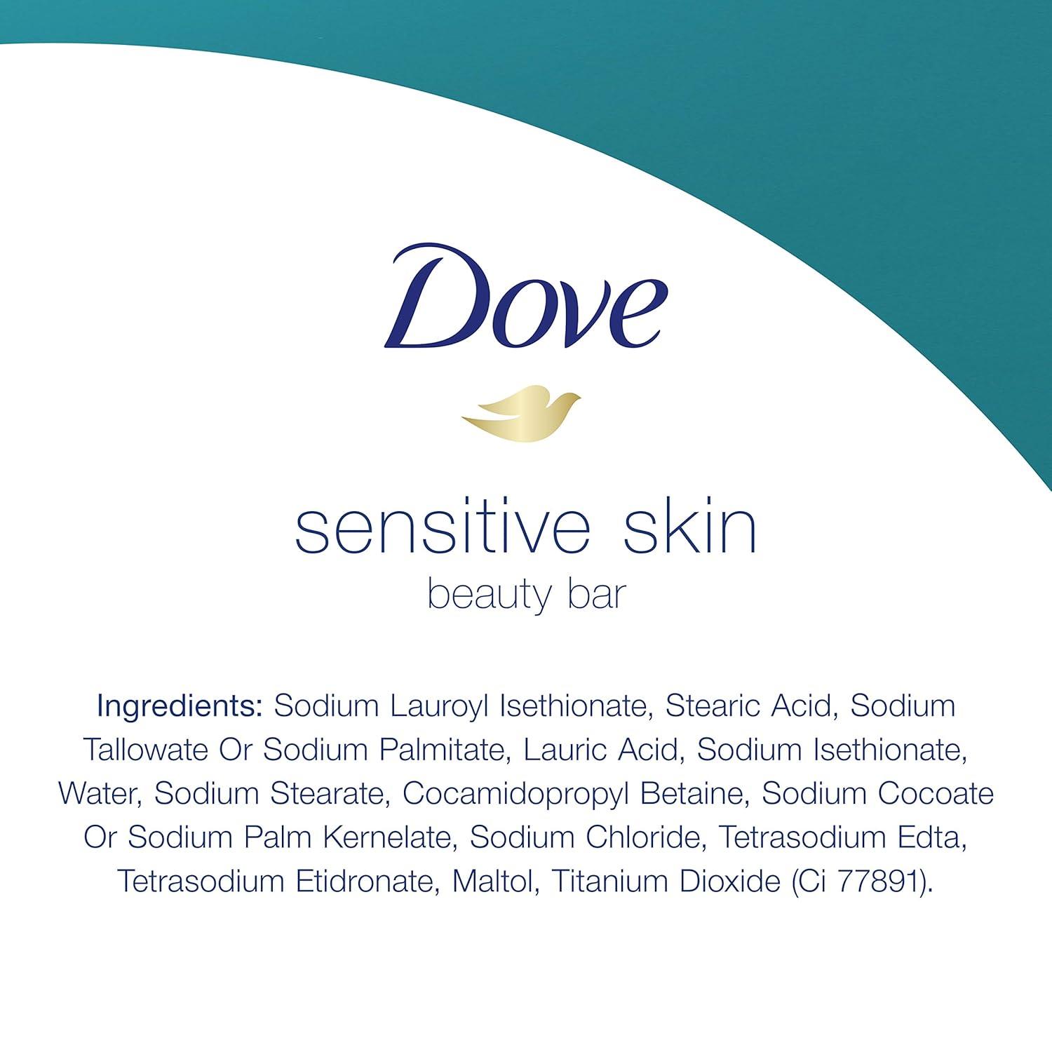 imageDove Beauty Bar Soap Sensitive 8 Bars for Sensitive Skin Fragrance Free and Hypoallergenic 375 ozUnscented