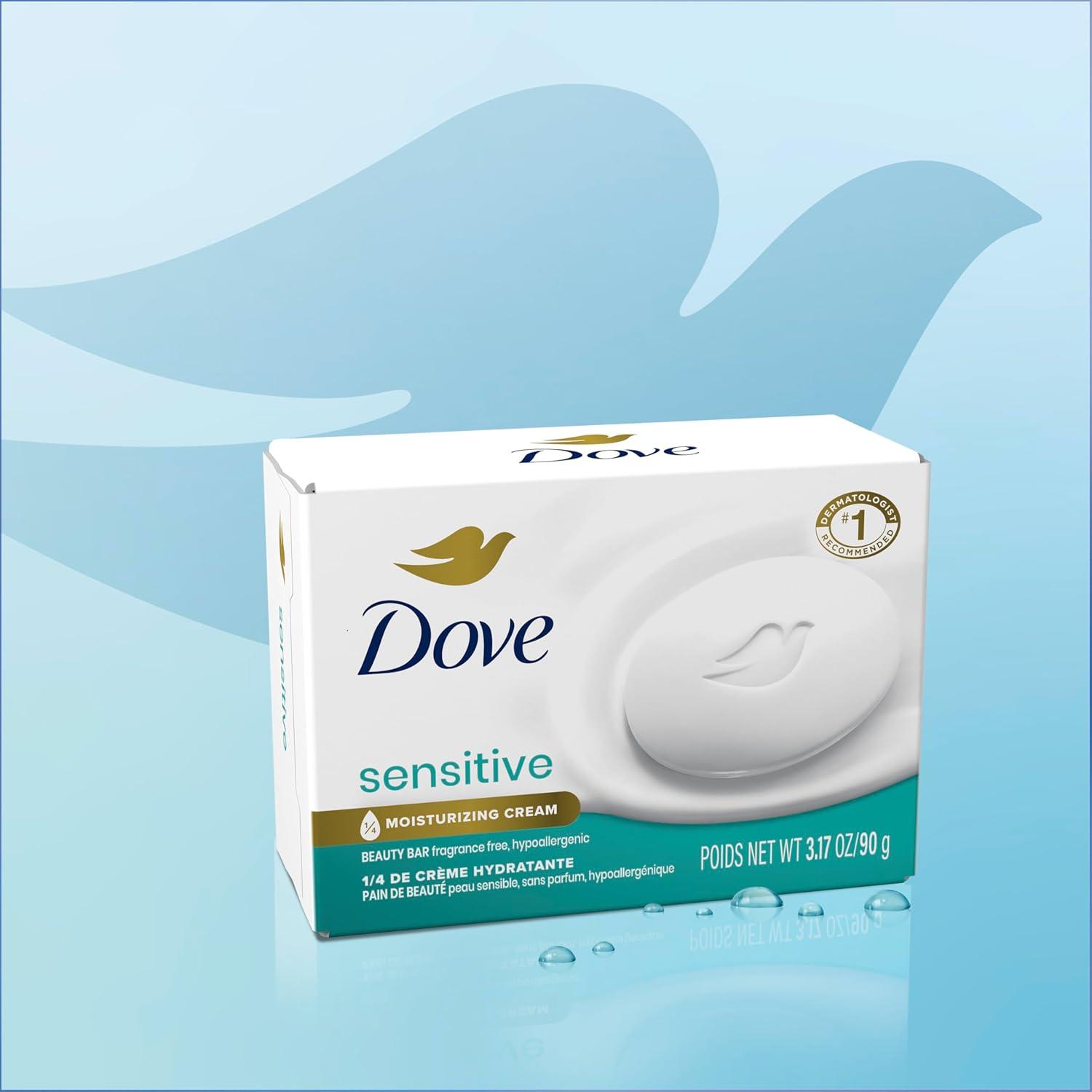 imageDove Beauty Bar Soap Sensitive 8 Bars for Sensitive Skin Fragrance Free and Hypoallergenic 375 ozUnscented
