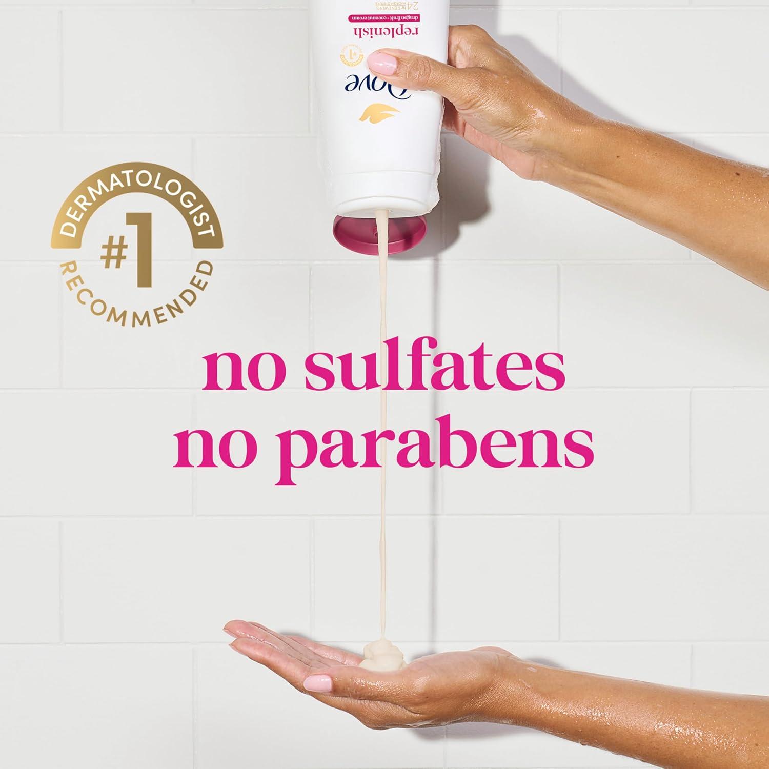 imageDove Body Wash 4 Count for 24hr LotionSoft Skin Replenish Dragon Fruit and Coconut Cream Moisturizing Skin Cleanser with No Sulfates No Parabens