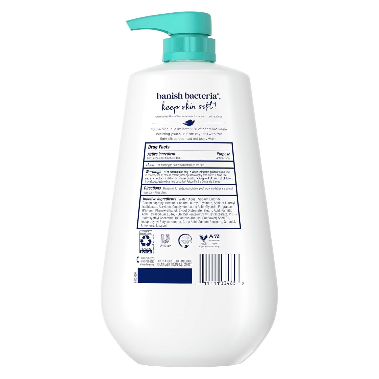 imageDove Body Wash with Pump Antibacterial For All Skin Types Protects from Dryness 306 oz