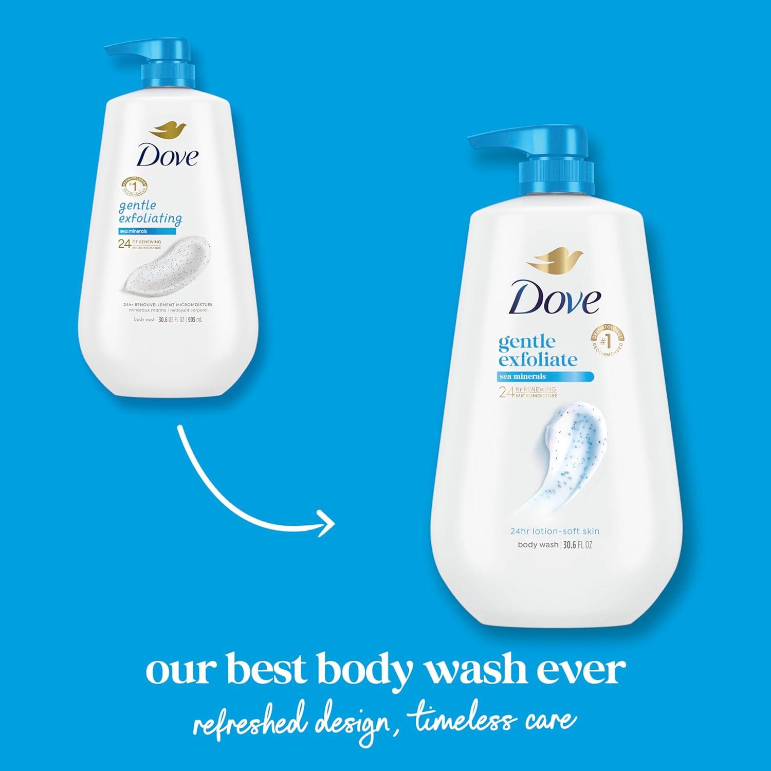 imageDove Body Wash with Pump Gentle Exfoliate with Sea Minerals For 24hr LotionSoft Skin Moisturizing Skin Cleanser with No Sulfates No Parabens 306 ozMandarin Pear Lily of Valley