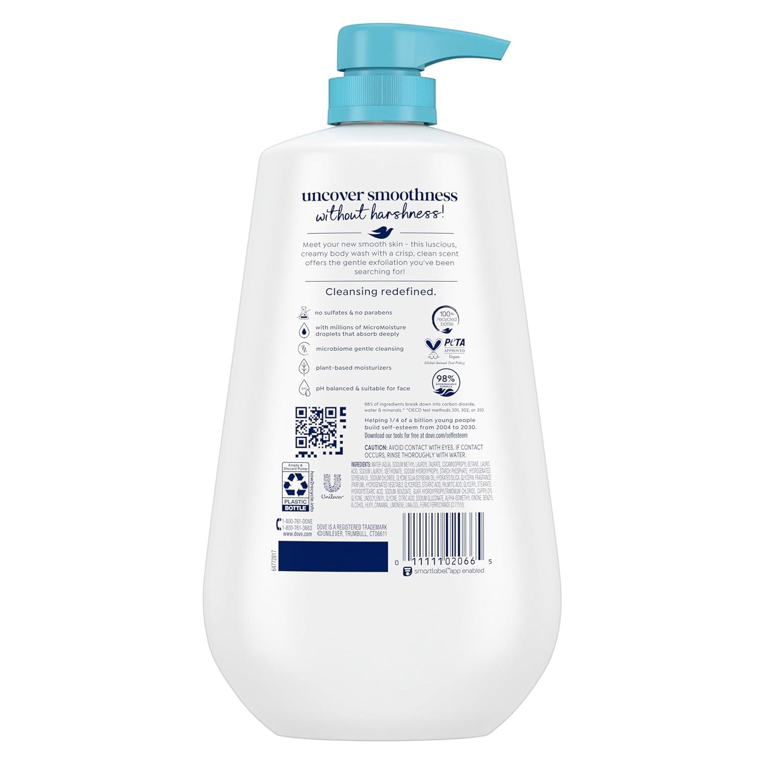 imageDove Body Wash with Pump Gentle Exfoliate with Sea Minerals For 24hr LotionSoft Skin Moisturizing Skin Cleanser with No Sulfates No Parabens 306 ozMandarin Pear Lily of Valley