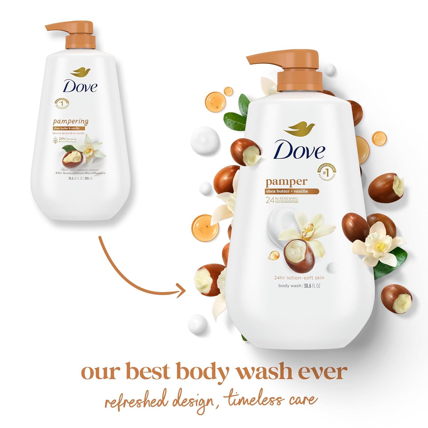 imageDove Body Wash with Pump Pamper Shea Butter amp Vanilla for 24hr LotionSoft Skin Moisturizing Skin Cleanser with No Sulfates No Parabens 306 oz306 Fl Oz Pack of 2