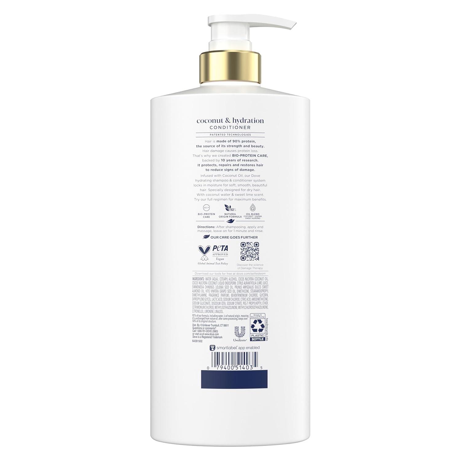 imageDove Conditioner Coconut amp Hydration for Dry Hair with BioProtein Care Technology and Coconut Oil 28 Fl Oz