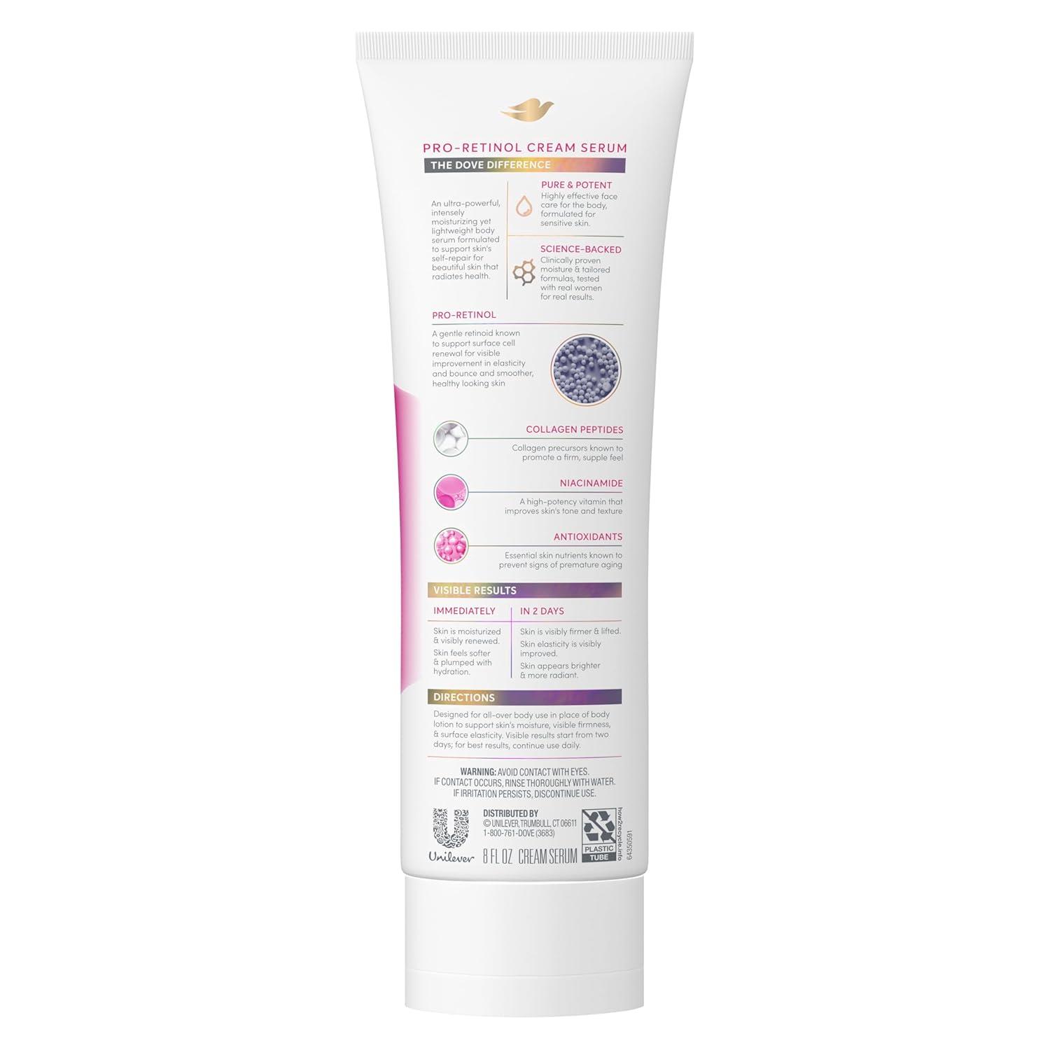 imageDove Cream Serum ProRetinol Firming for Elasticity and Firmness with Collagen Peptides Niacinamide and Antioxidants Lotion 8 oz