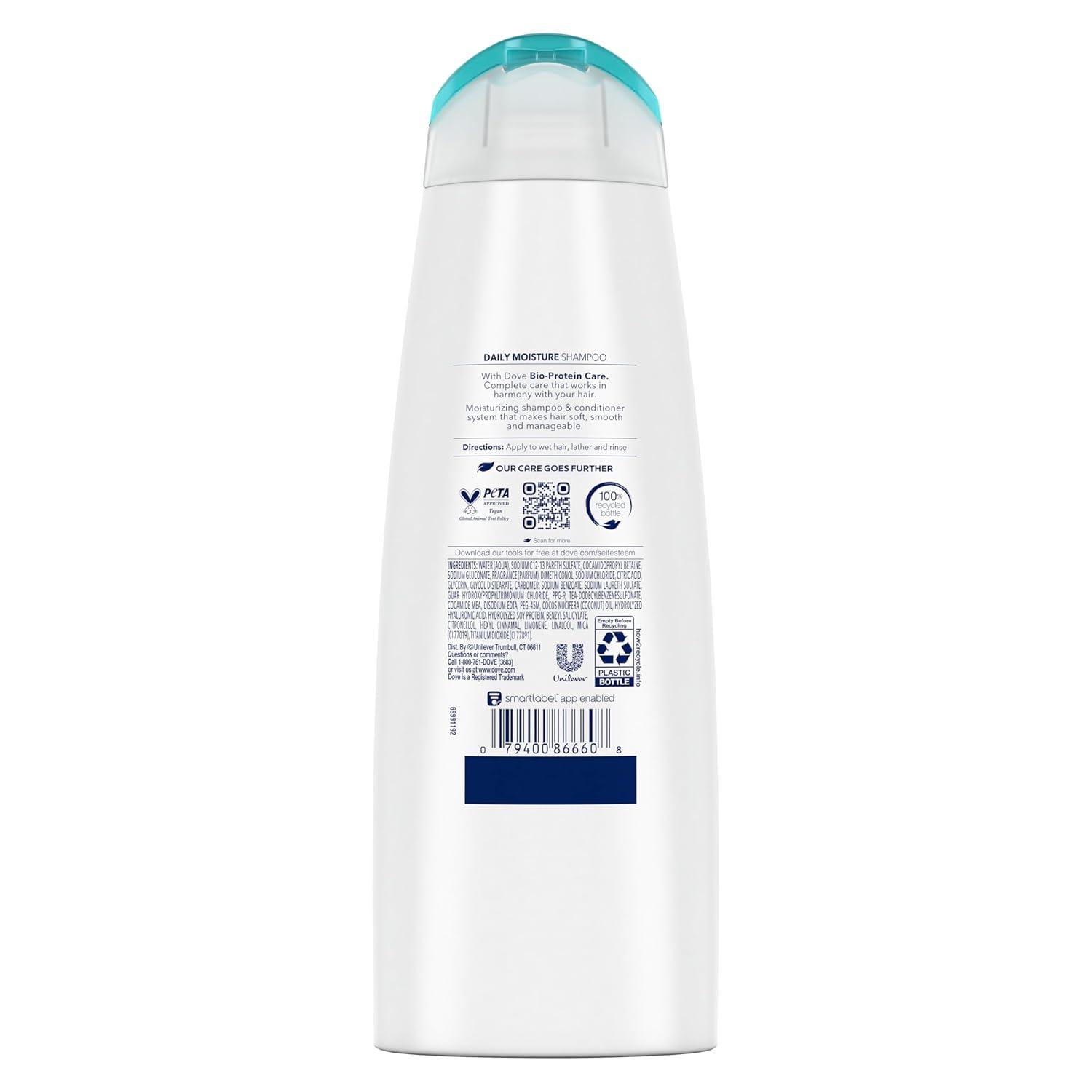 imageDove Damage Therapy Shampoo Daily Moisture for Dry Hair with BioProtein Care Technology and Hyaluronic Serum 28 Fl Oz12 Fl Oz Pack of 8
