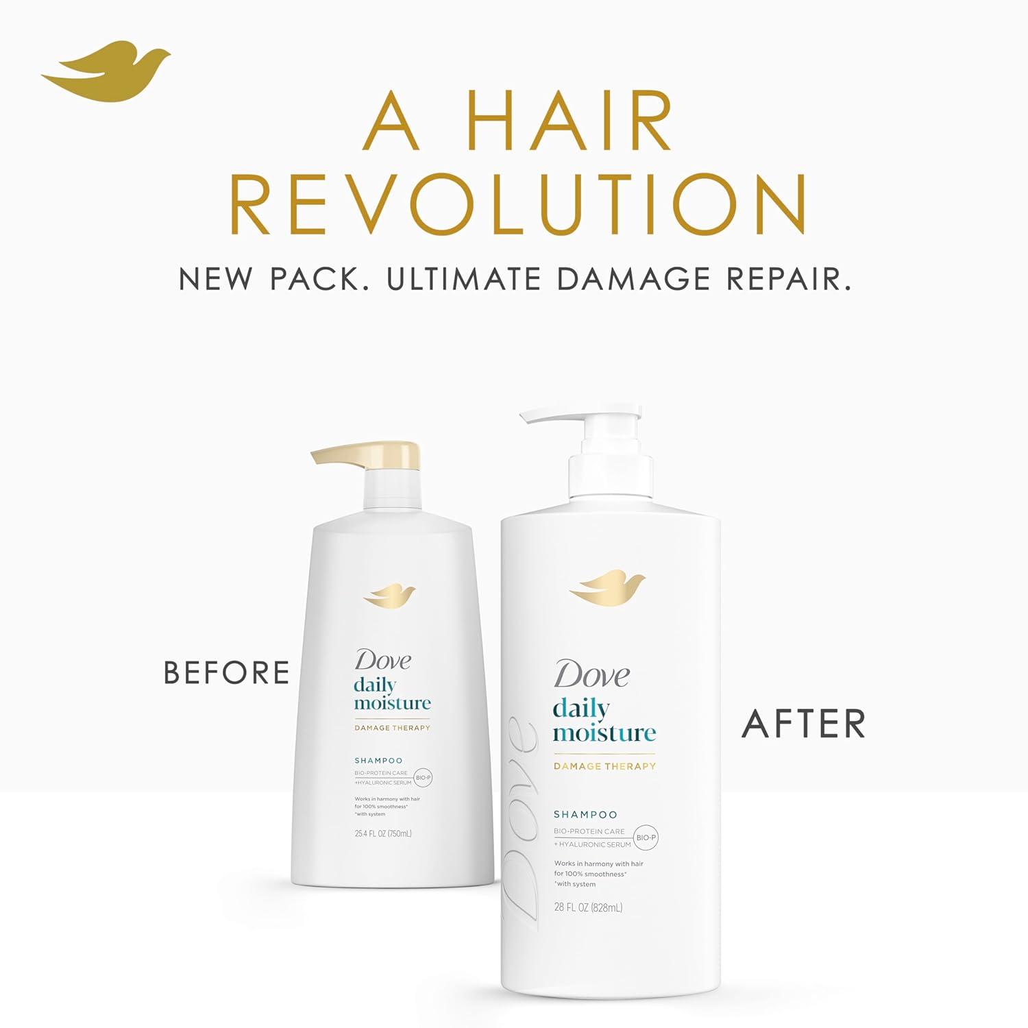 imageDove Damage Therapy Shampoo Daily Moisture for Dry Hair with BioProtein Care Technology and Hyaluronic Serum 28 Fl Oz28 Fl Oz Pack of 1