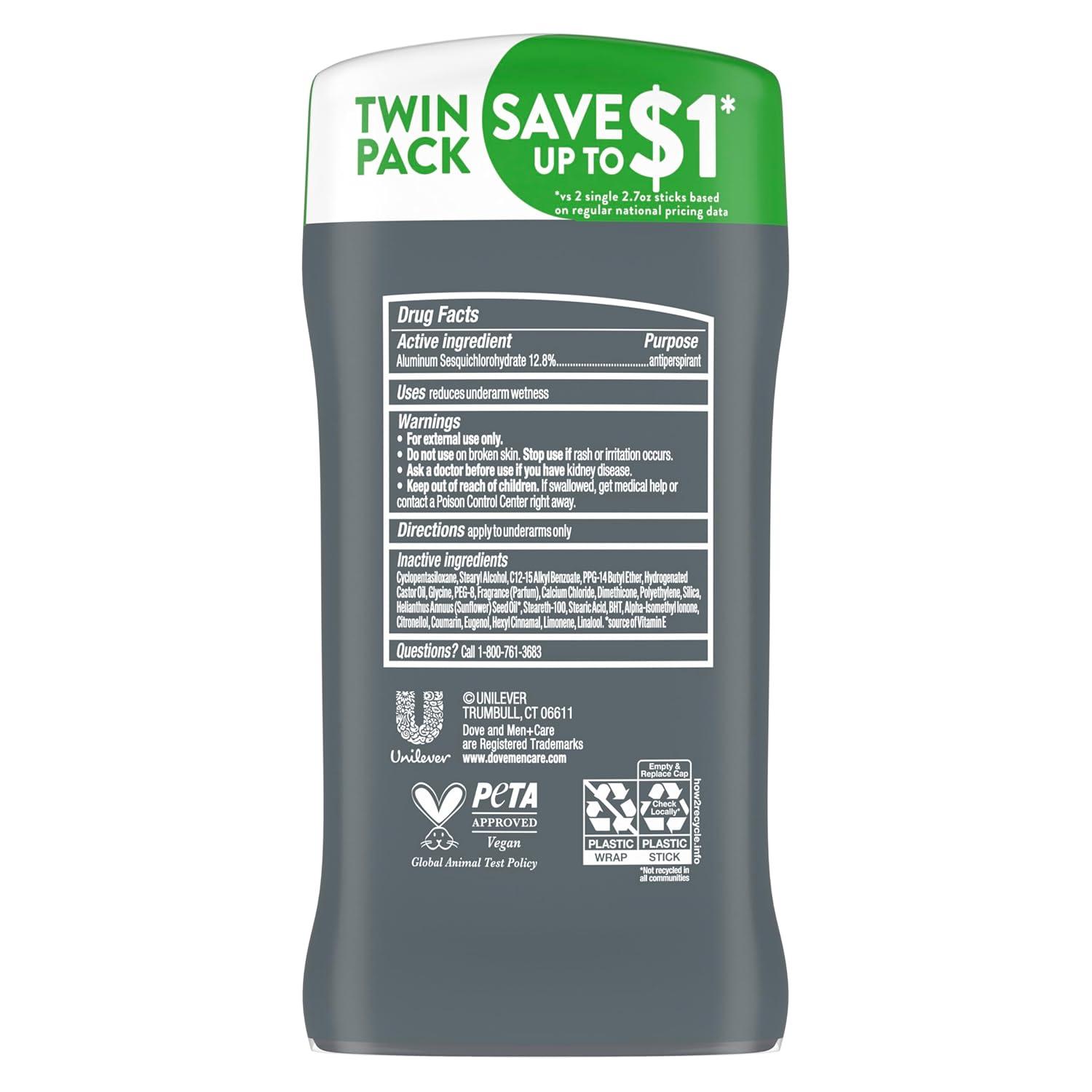 imageDove MenCare Extra Fresh Mens Antiperspirant Deodorant Stick Extra Fresh Twin pack With 72hour sweat amp odor protection with 14 Moisturizing Cream amp Longlasting Citrus Scent 27 oz27 Ounce Pack of 2
