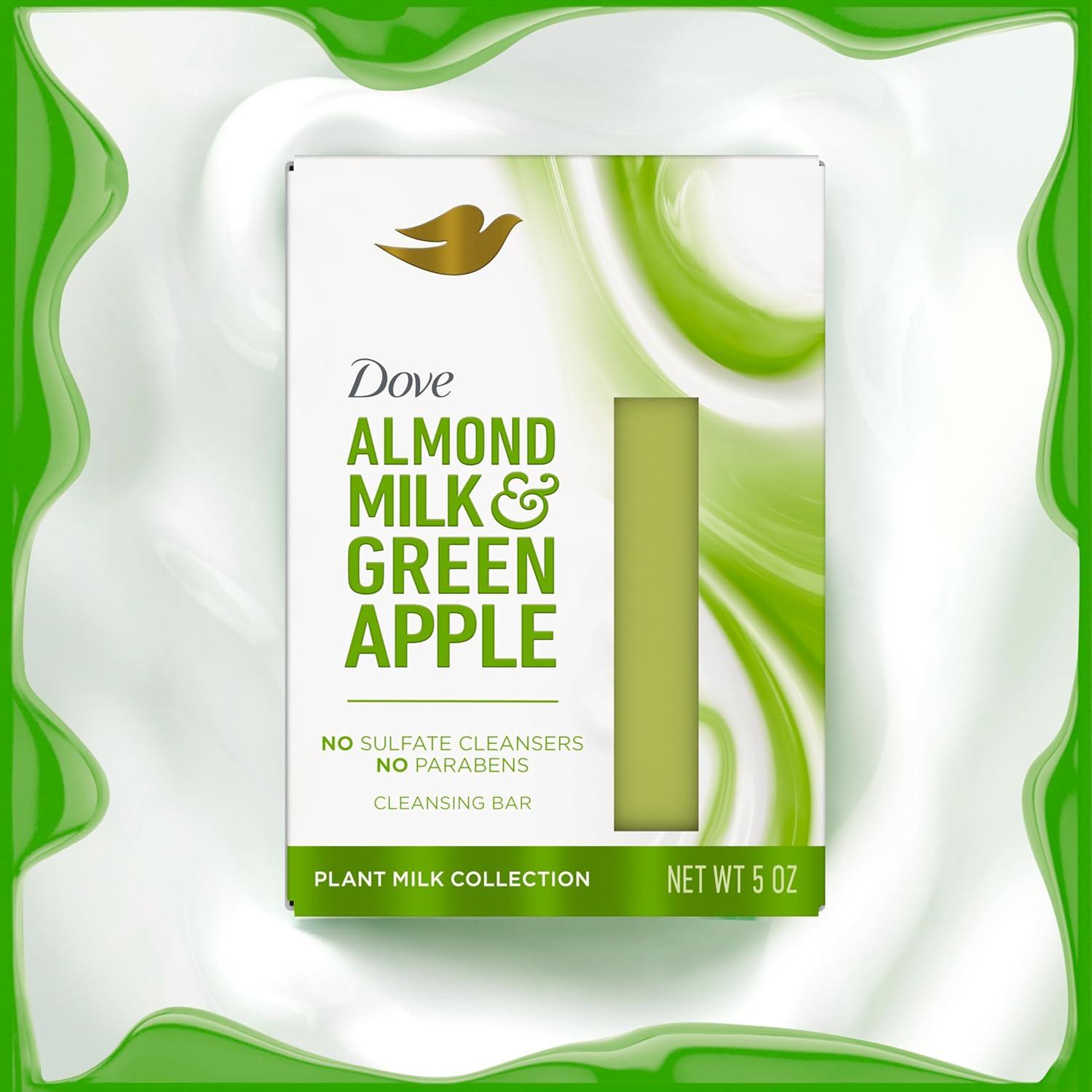 imageDove Plant Milk Cleansing Bar Soap Almond Milk amp Green Apple 4 count for Moisturized Skin Gentle Cleanser No Sulfate Cleansers or Parabens 98 Biodegradable Formula