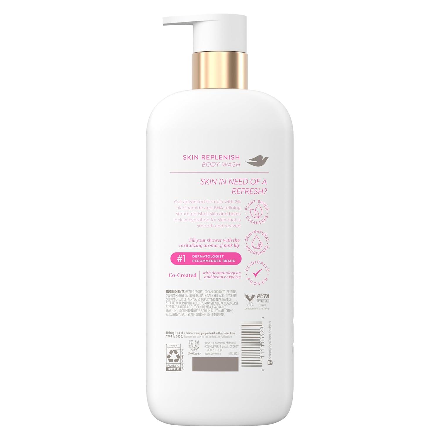 imageDove Serum Body Wash Skin Replenish smooths skin with Niacinamide amp BHA Serum 185 Fl Oz
