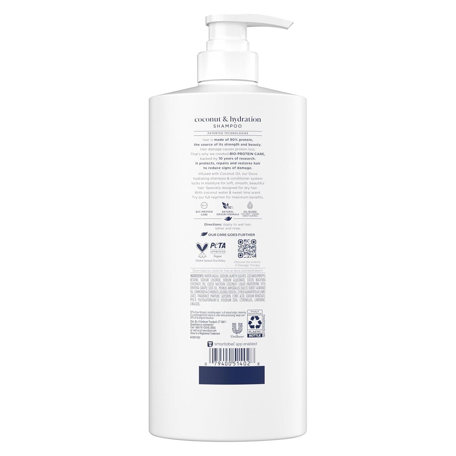imageDove Shampoo Coconut amp Hydration for Dry Hair with BioProtein Care Technology and Coconut Oil 28 Fl Oz28 Fl Oz Pack of 4