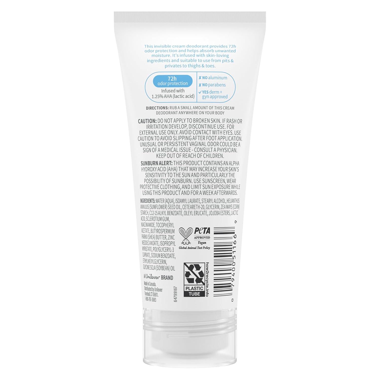imageDove Whole Body Deodorant Aluminum Free pH Balancing Cream Deodorant Unscented for 72h Odor Control 25 ozBody Deodorant