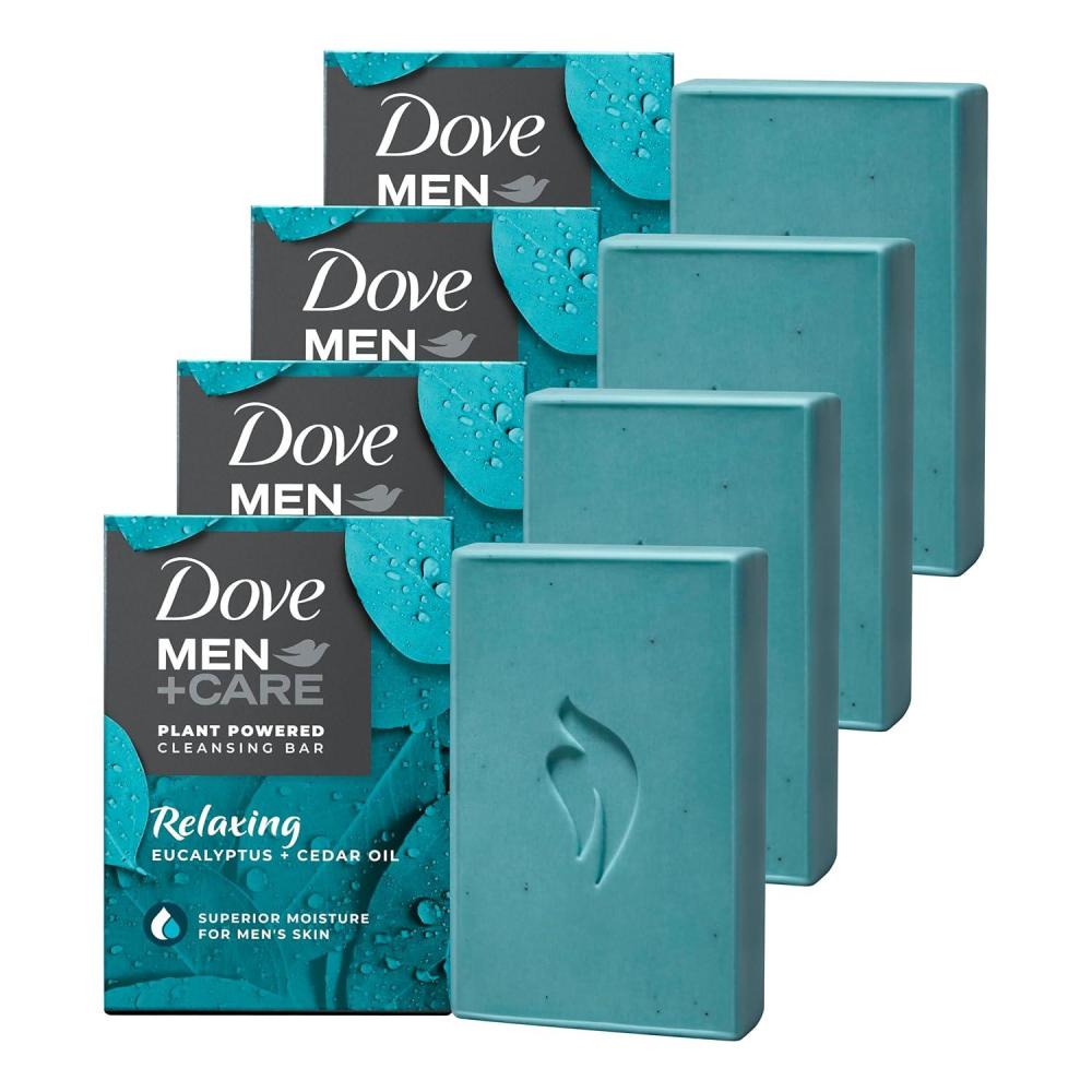 imageDOVE MEN CARE PlantPowered Natural Essential Oil Bar Soap Reinvigorating Lime Avocado Oil to Clean and Hydrate Mens Skin 4in1 Bar Soap for Mens Body Hair Face and Shave 5 oz 4 CountEucalyptus Cedar Oil