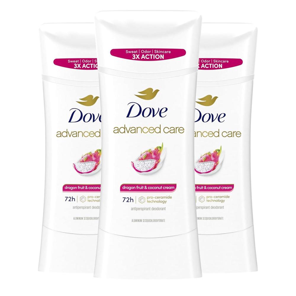 imageDove Advanced Care Antiperspirant Deodorant for Women Dragon Fruit amp Coconut Cream 3 pack 72 hour sweat and odor protection 26 oz