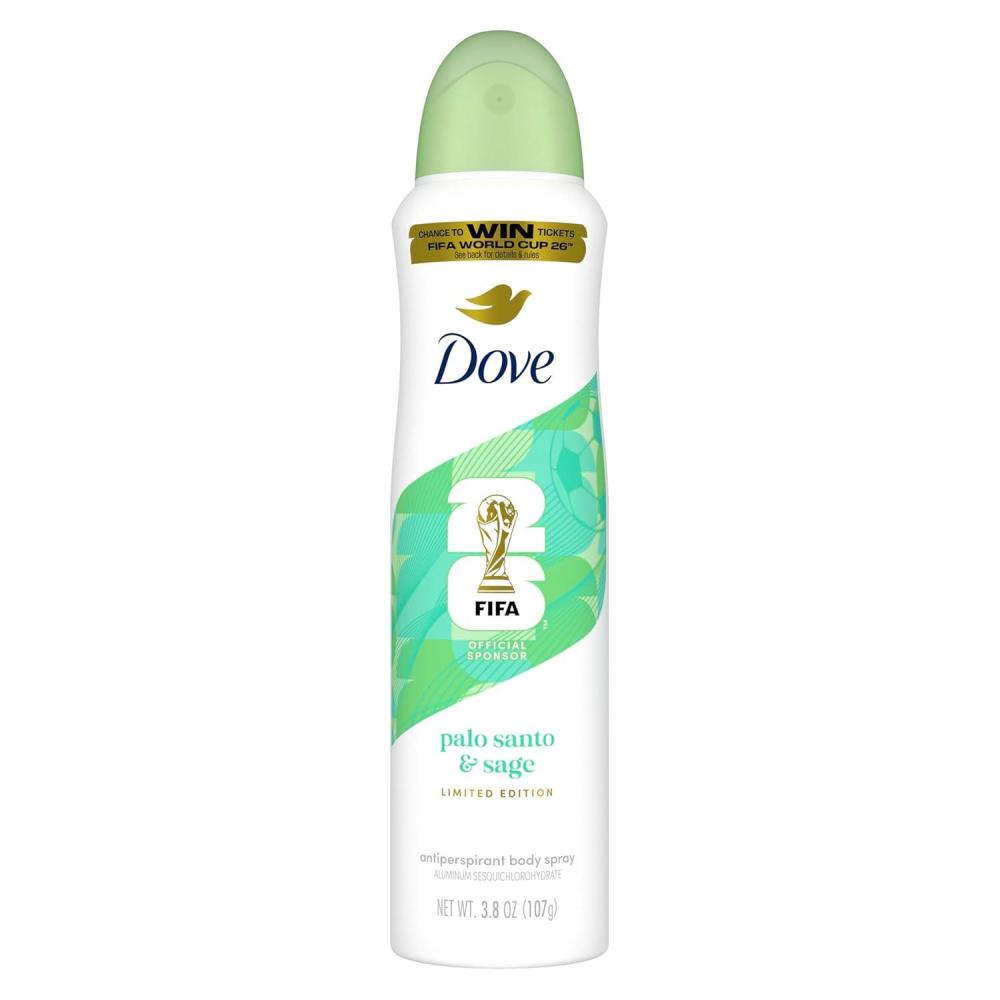 imageDove Advanced Care Dry Spray Antiperspirant Palo Santo amp Sage 72h Sweat amp Odor Protection Alcohol Free FIFA World Cup Limited Edition 38 oz38 Ounce Pack of 1