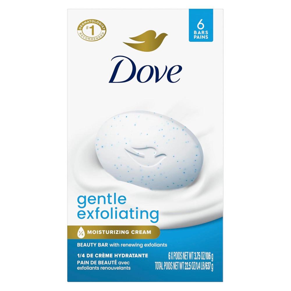 imageDove Beauty Bar Gentle Exfoliating With Mild Cleanser 6 Bars More Moisturizing Than Bar Soap For Softer And Smoother Skin 375 ozFragranced