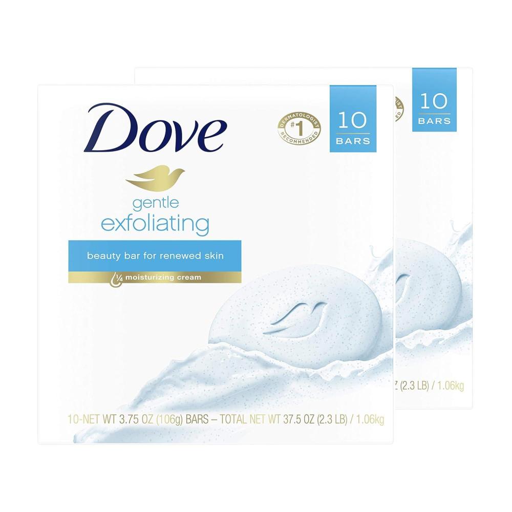 imageDove Beauty Bar Gentle Exfoliating With Mild Cleanser 6 Bars More Moisturizing Than Bar Soap For Softer And Smoother Skin 375 ozGentle