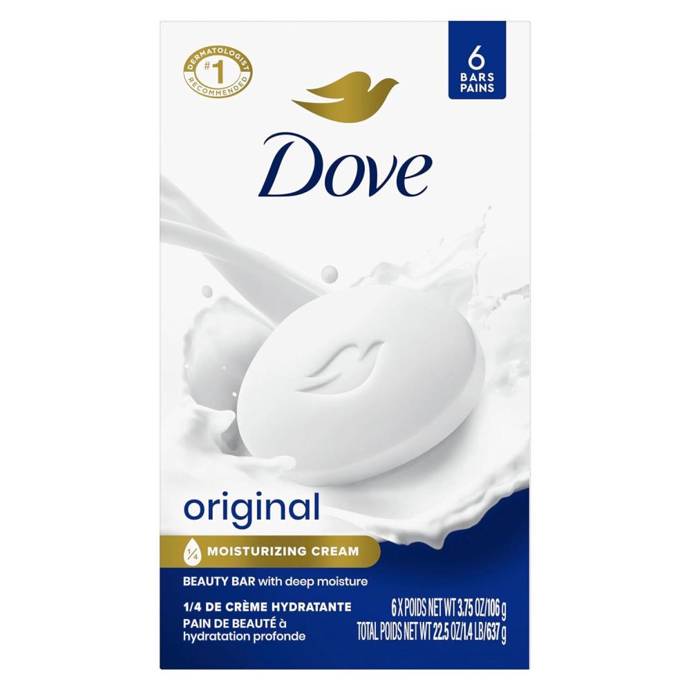 imageDove Beauty Bar Soap Original 8 Count for Soft Smooth Skin with 14 Moisturizing Cream 375 ozFragranced